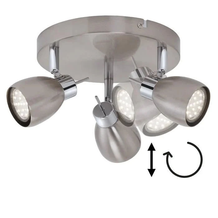 LED Deckenstrahler rund 3-flammig nickel-matt – TWO Deckenspot schwenkbar inkl. GU10, 230V