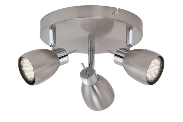 LED Deckenstrahler rund 3-flammig nickel-matt – TWO Deckenspot schwenkbar inkl. GU10, 230V