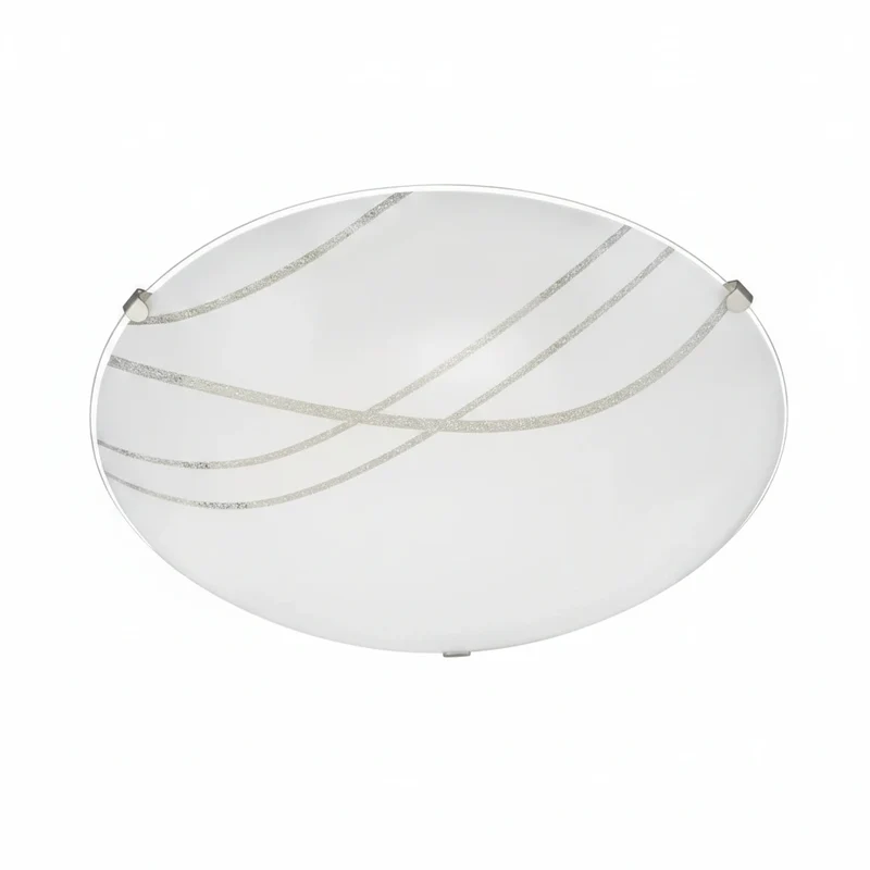 Runde LED Deckenleuchte NOVO Glas weiß mit Dekor 25 cm | Briloner