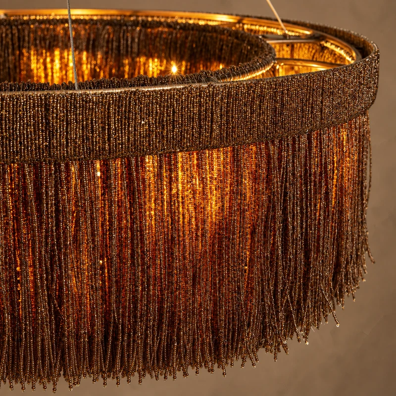 The Halo XII Chandelier | Burgundy Rattan Ring | CLND010