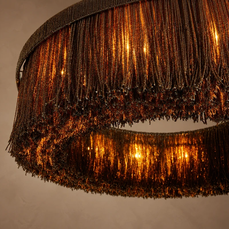 The Halo XII Chandelier | Burgundy Rattan Ring | CLND010
