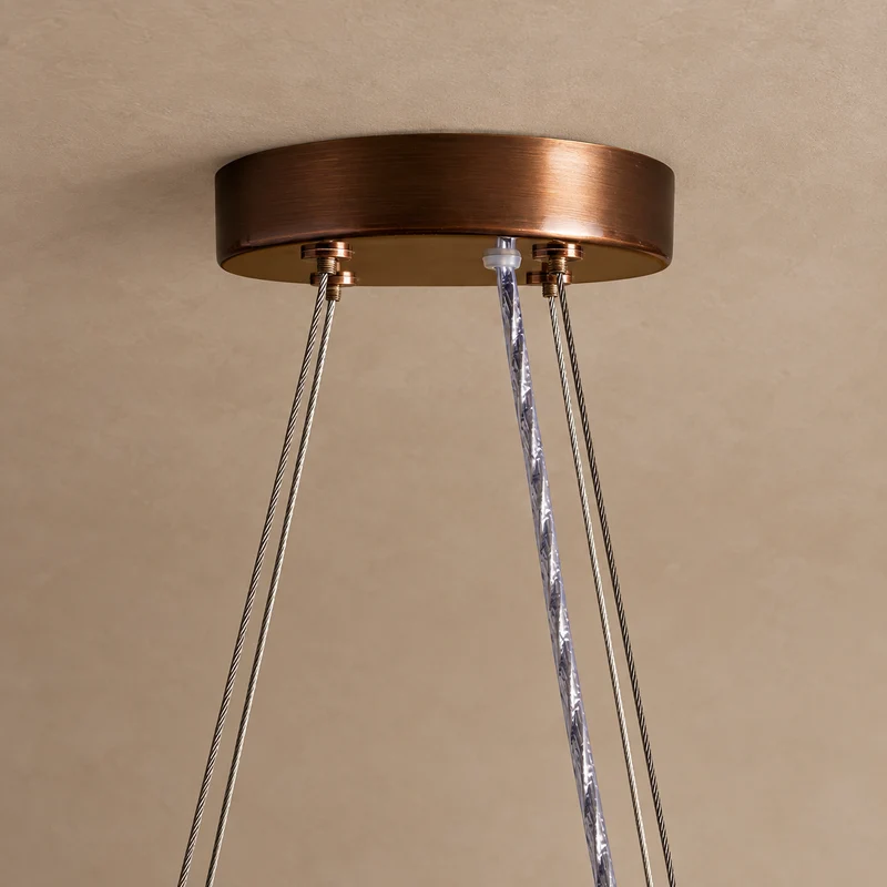 The Halo XII Chandelier | Burgundy Rattan Ring | CLND010