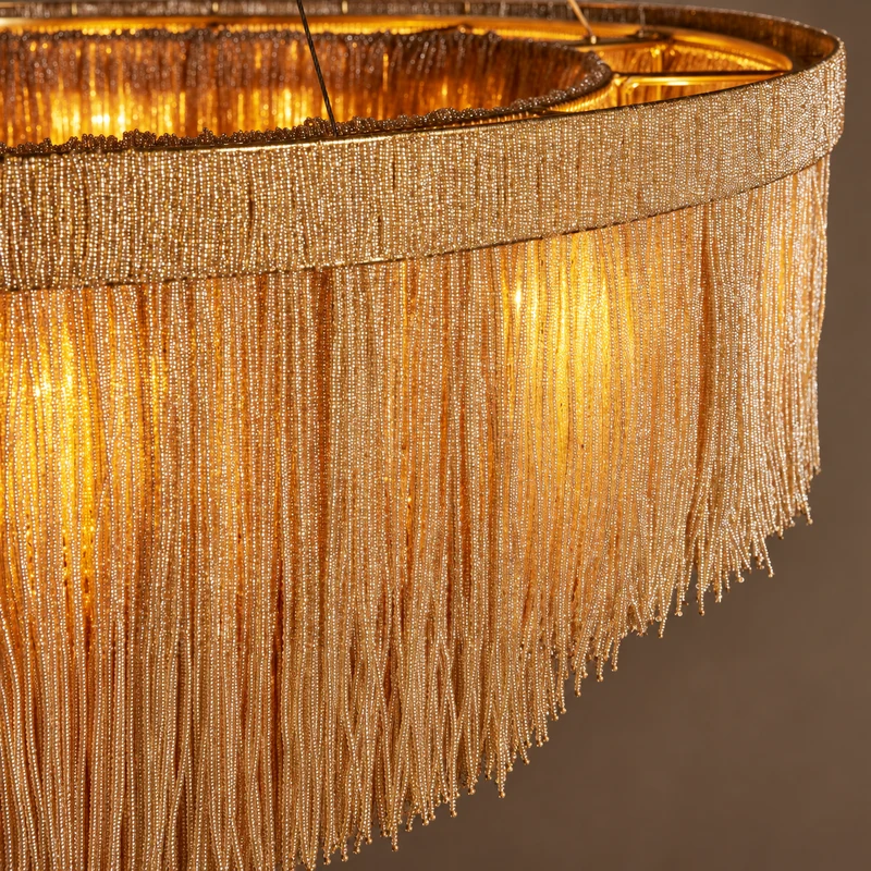 The Elara Chandelier | Beige Rattan Ring | CLND011