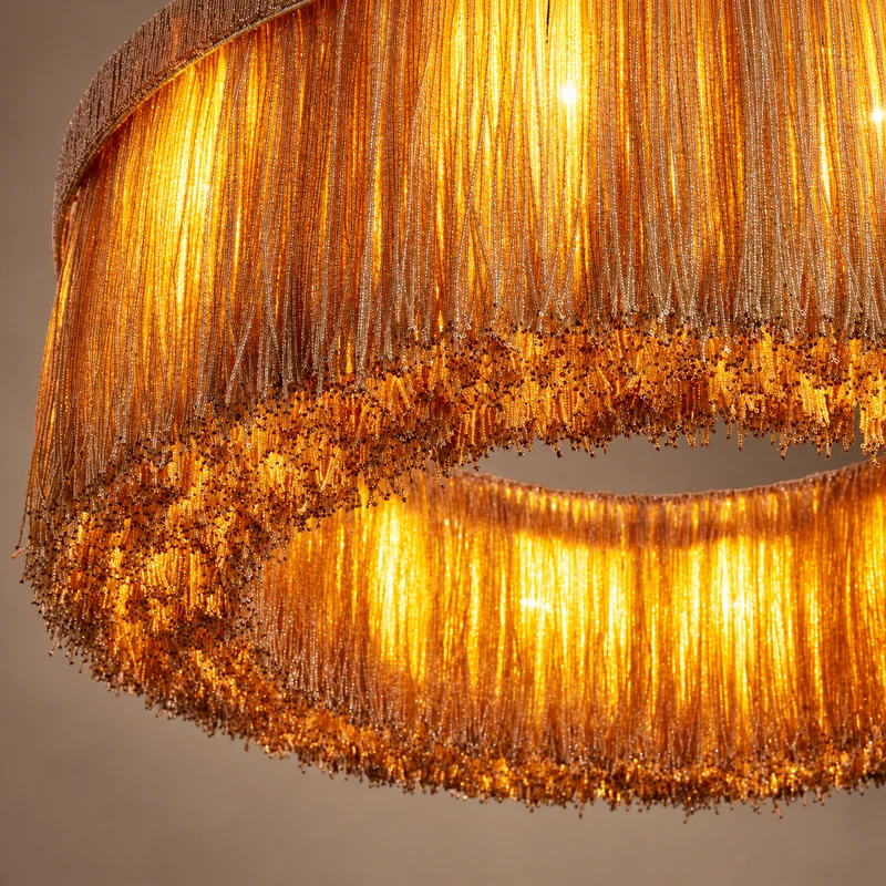 The Elara Chandelier | Beige Rattan Ring | CLND011