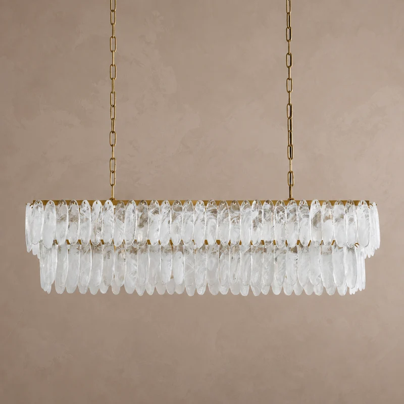 The Vela Linear Chandelier | Glass & Brass | CLND003