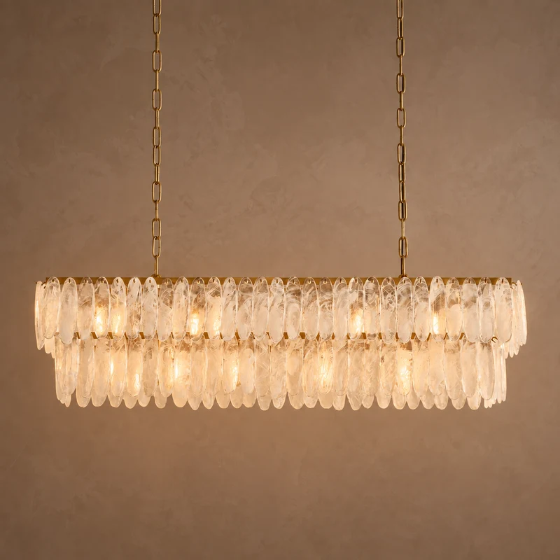 The Vela Linear Chandelier | Glass & Brass | CLND003