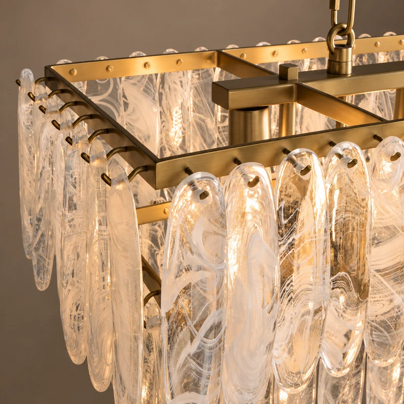 The Vela Linear Chandelier | Glass & Brass | CLND003