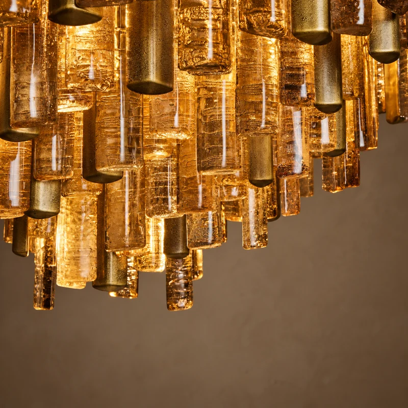 The Veneziana Chandelier | Amber Cast Glass & Antique Brass | CLVNZCH