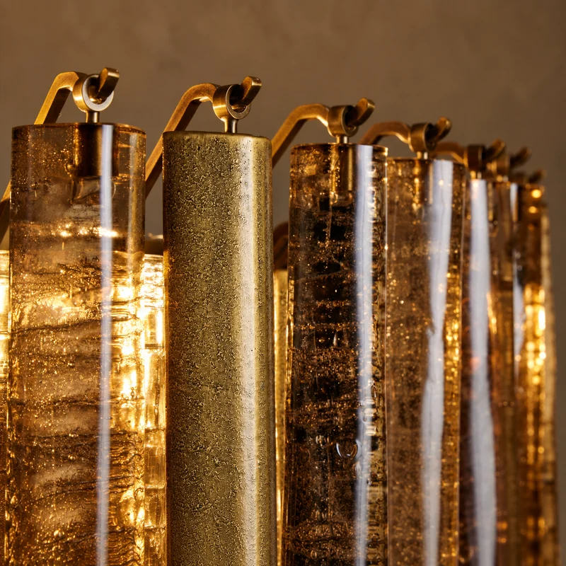 The Veneziana Chandelier | Amber Cast Glass & Antique Brass | CLVNZCH