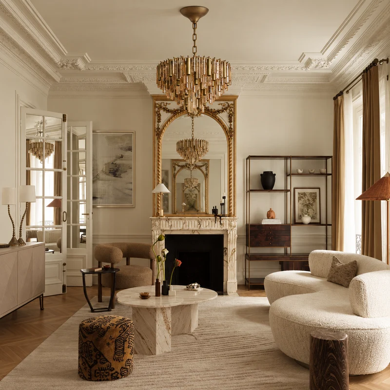 The Veneziana Chandelier | Amber Cast Glass & Antique Brass | CLVNZCH