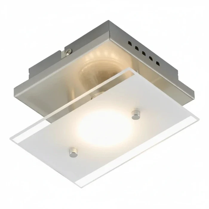 Kleine LED Wandlampe Deckenlampe aus Glas satiniert 12x15cm