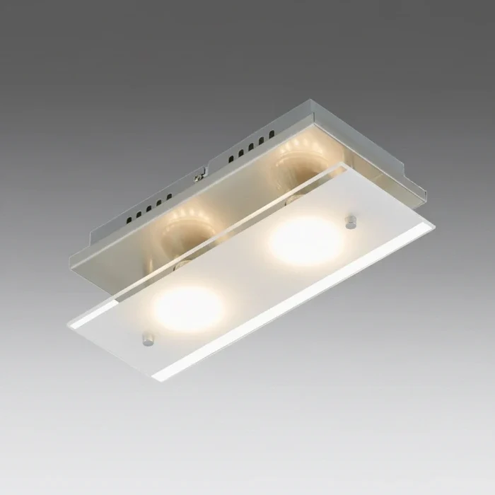 Kleine LED Wandlampe Deckenlampe aus Glas satiniert 2flg 12x27cm