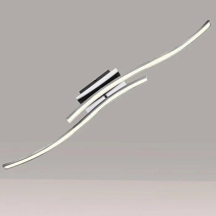 Moderne LED Deckenlampe 2 Stäbe gewellt Aluminium warmweiß drehbar 100cm