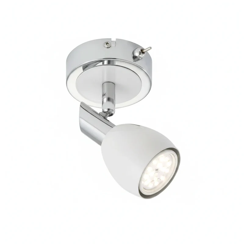 LED Wandstrahler COMBI mit Schalter – weiß / Chrom, schwenkbar, inkl. GU10 LED