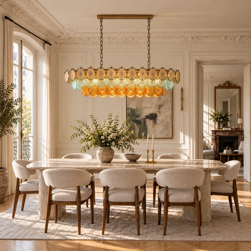 Murano-Style Linear Chandelier | Multicolour | CLOP895001