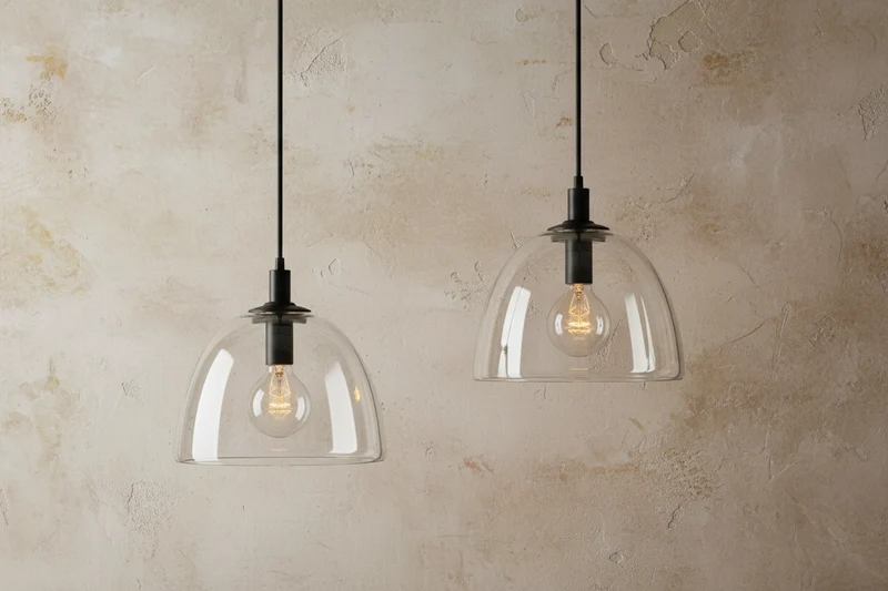 Black Glass Pendant | Brass Accents | CLH854WB