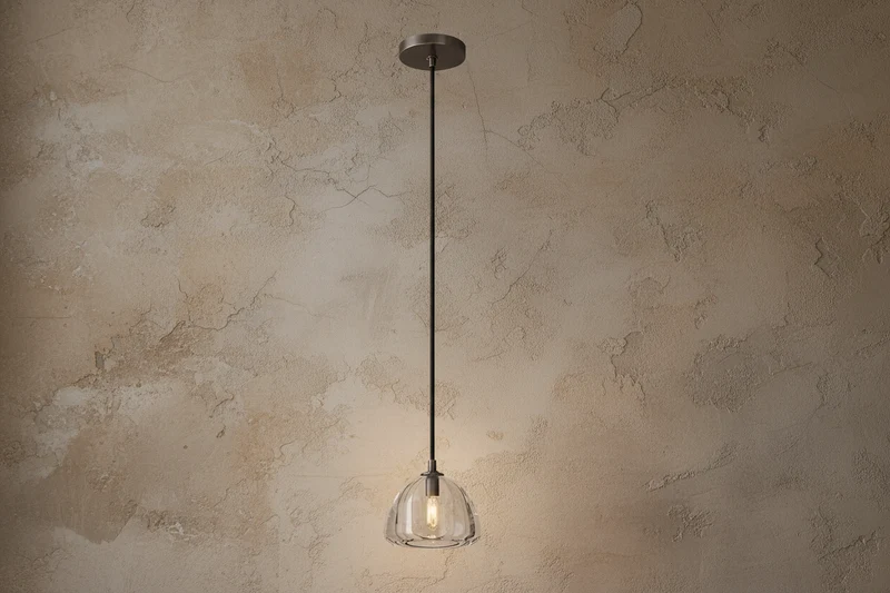 Black Glass Pendant | Brass Accents | CLH854WB