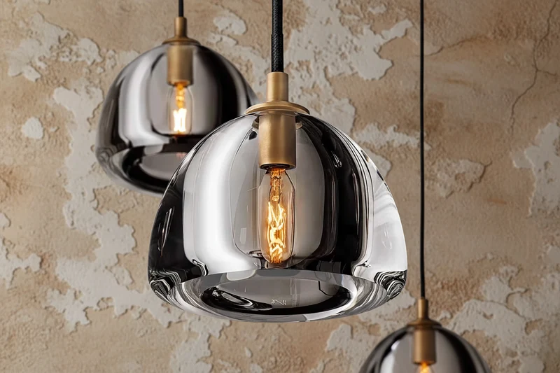 Black Glass Pendant | Brass Accents | CLH854WB