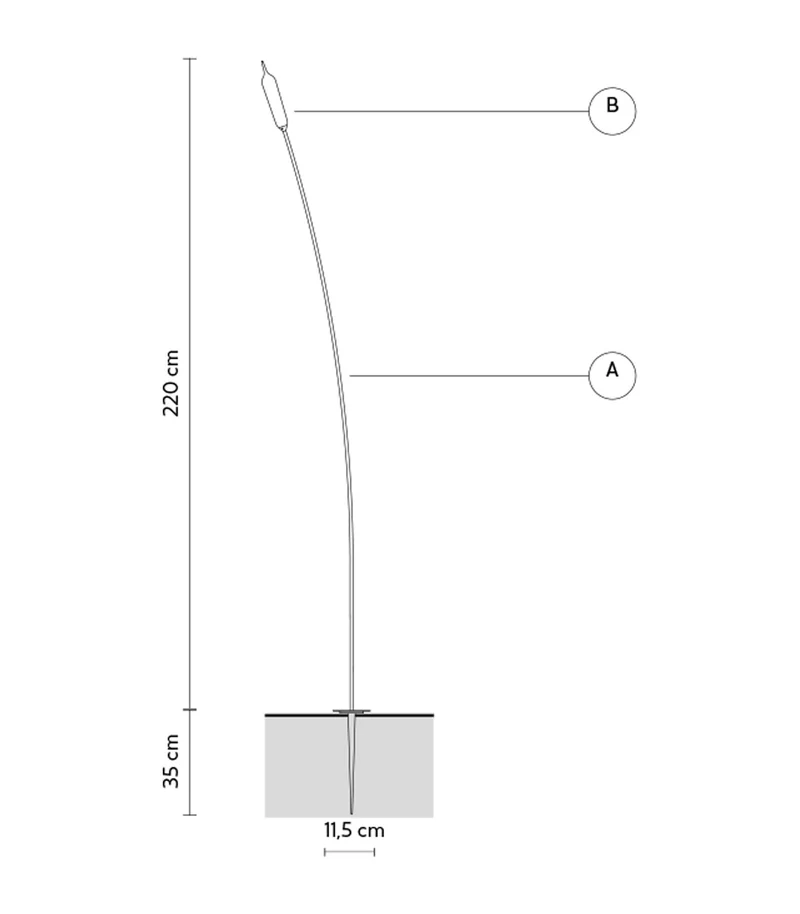 Karman NILO Outdoor-Stehleuchte 220 cm Schwarz – Abverkauf