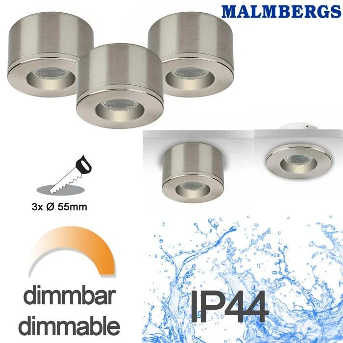 LED Spot Bad 230V – Mini Einbau- & Aufputzleuchte dimmbar IP44 – MD-31 Kit (3er Set)