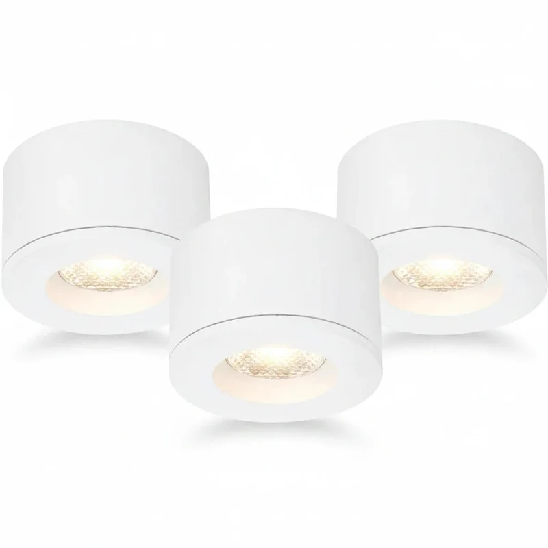 3er Set Mini LED Spots MD-29 – Einbau & Aufbau, dimmbar, Weiß, IP44 (36 mm)