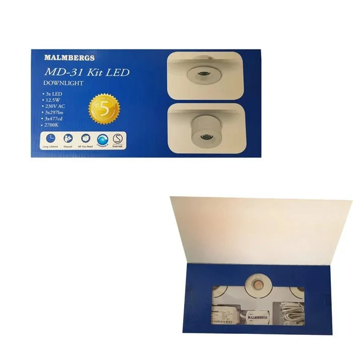 3er Set Malmbergs MD-31 LED Einbauleuchte / Unterbauleuchte Weiß – dimmbar – IP44 – 12,5 W