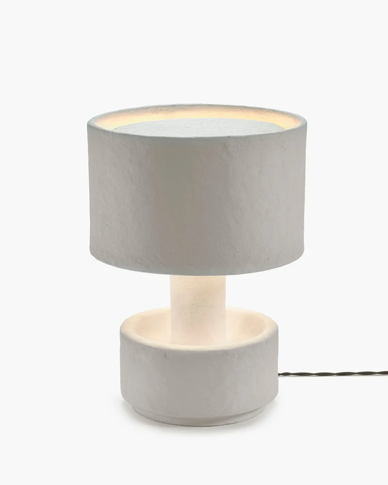 Tischlampe bowl-shaped base weiß Pappmaché Earth Serax