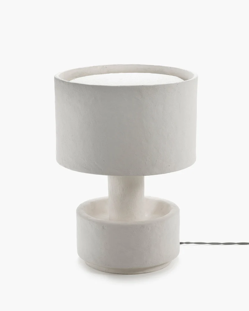Tischlampe bowl-shaped base weiß Pappmaché Earth Serax