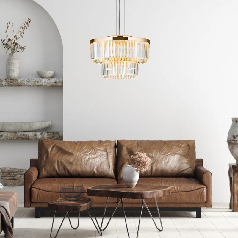 Pendelleuchte Prism rund, 24 Karat