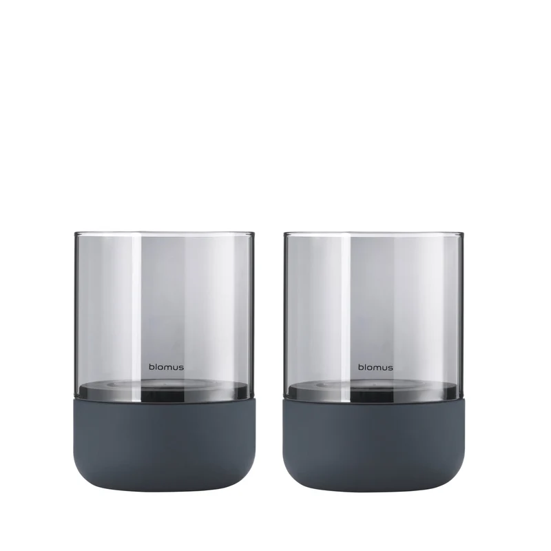 Windlicht CALMA 2er Set Steel Gray & Smoke XS