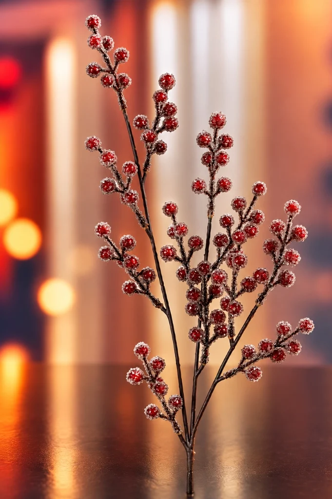 Deko Beerenzweig 70cm rot geeist