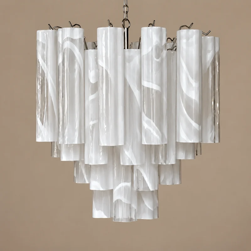 The Venezia Cascade | White Swirl Glass & Stainless Steel | CLVNZCA