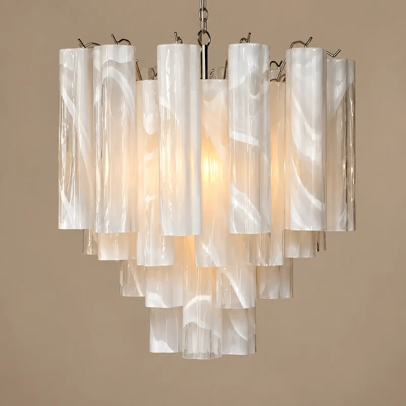 The Venezia Cascade | White Swirl Glass & Stainless Steel | CLVNZCA