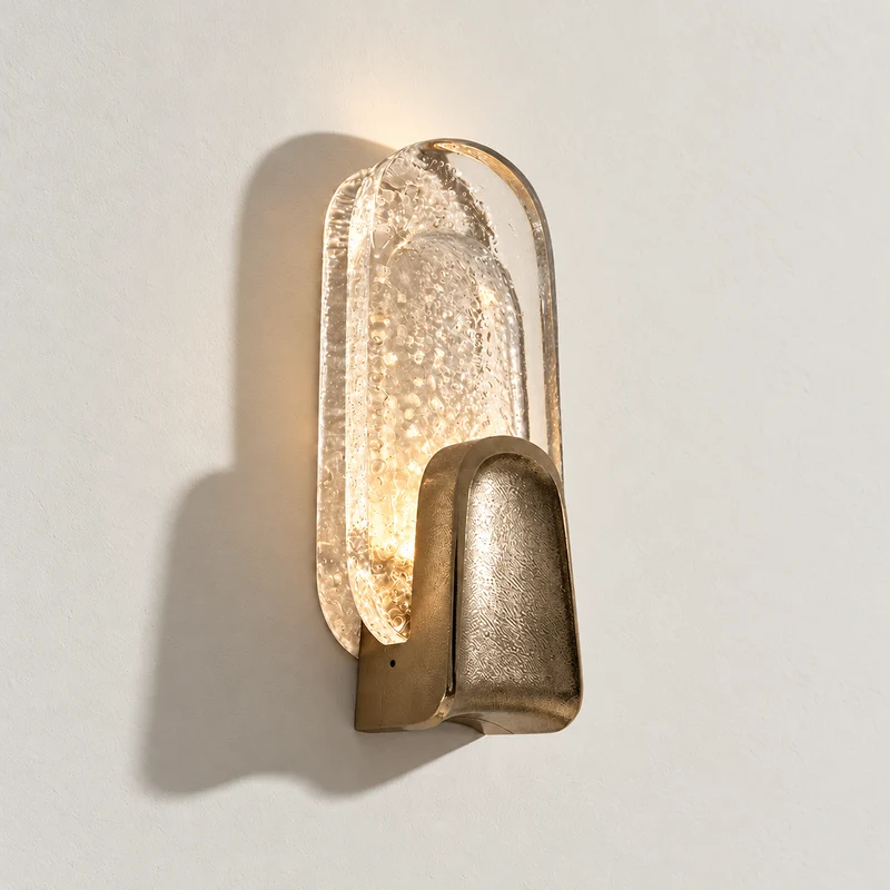 Brass & Bubbled Glass Wall Sconce | Covet | CLHJU2A