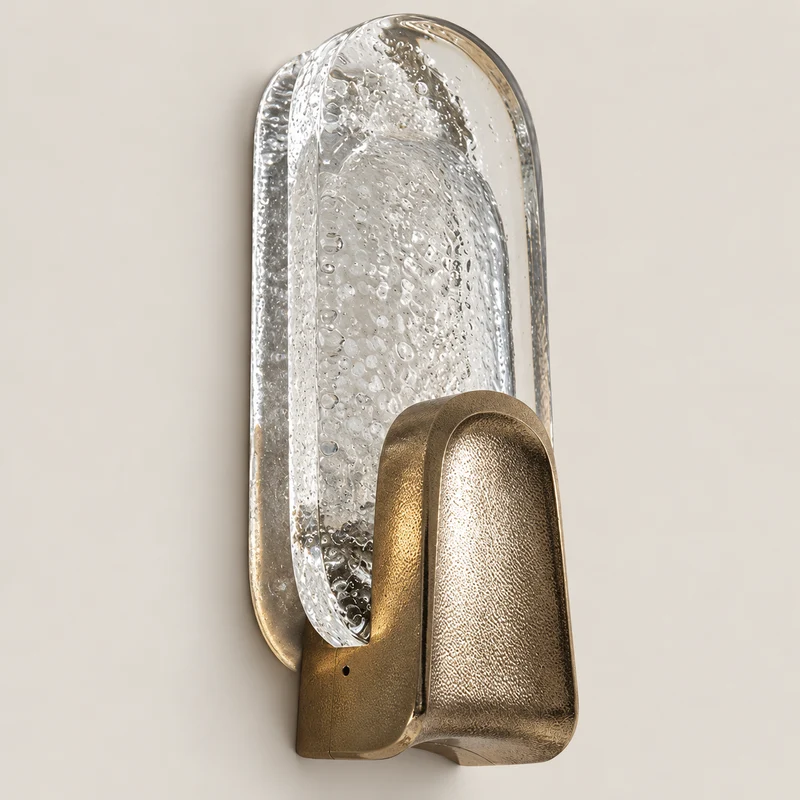 Brass & Bubbled Glass Wall Sconce | Covet | CLHJU2A