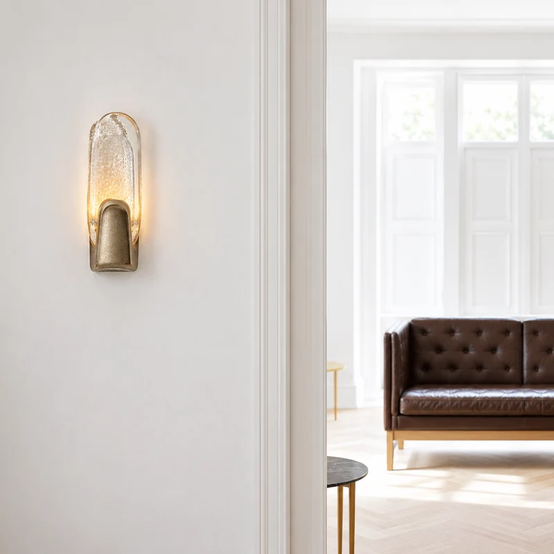 Brass & Bubbled Glass Wall Sconce | Covet | CLHJU2A
