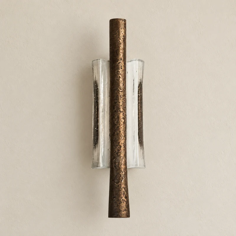 Textured Brass & Glass Wall Sconce | CLHIT56