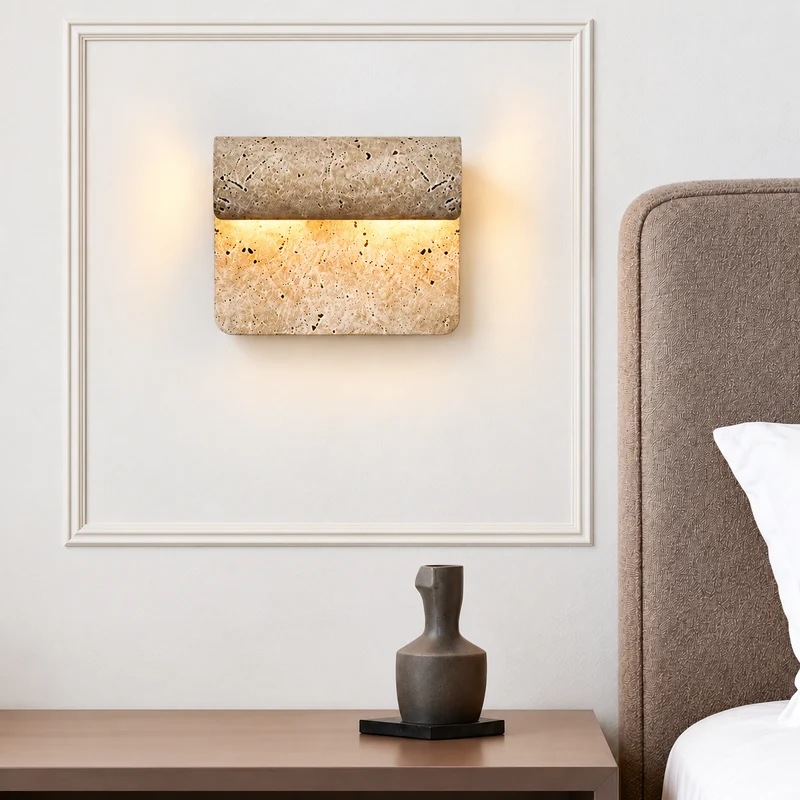 Curved Travertine Wall Sconce | CLSSQ13
