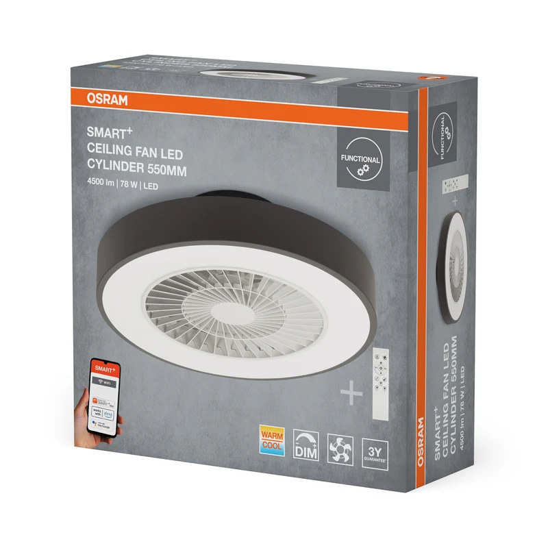 OSRAM SMART+ Deckenventilator mit WiFi-Technologie Zylinder 550 mm + RC