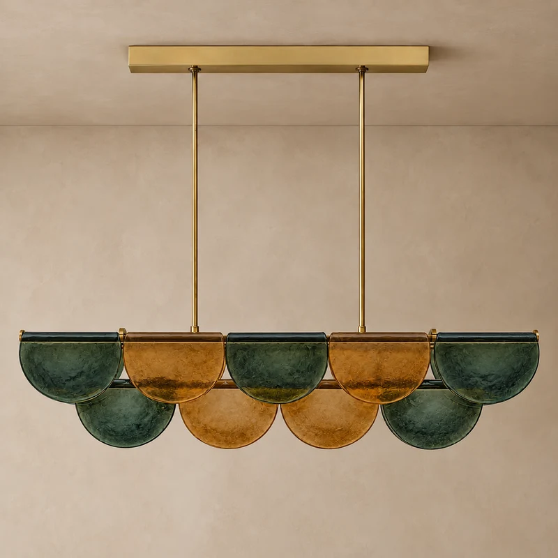 Petalo Linear | Olive Glass & Brass | CL89AGPETV