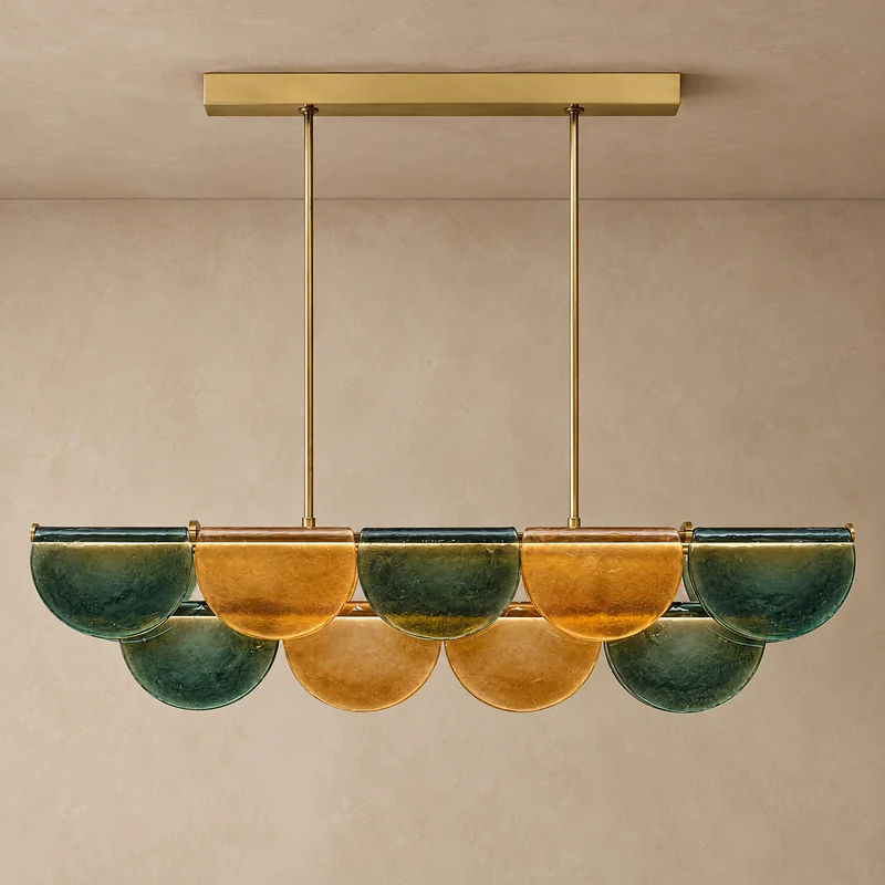Petalo Linear | Olive Glass & Brass | CL89AGPETV
