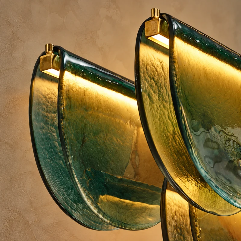 Petalo Linear | Olive Glass & Brass | CL89AGPETV