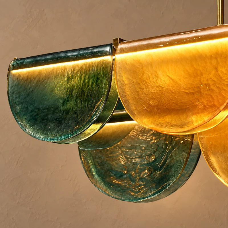 Petalo Linear | Olive Glass & Brass | CL89AGPETV