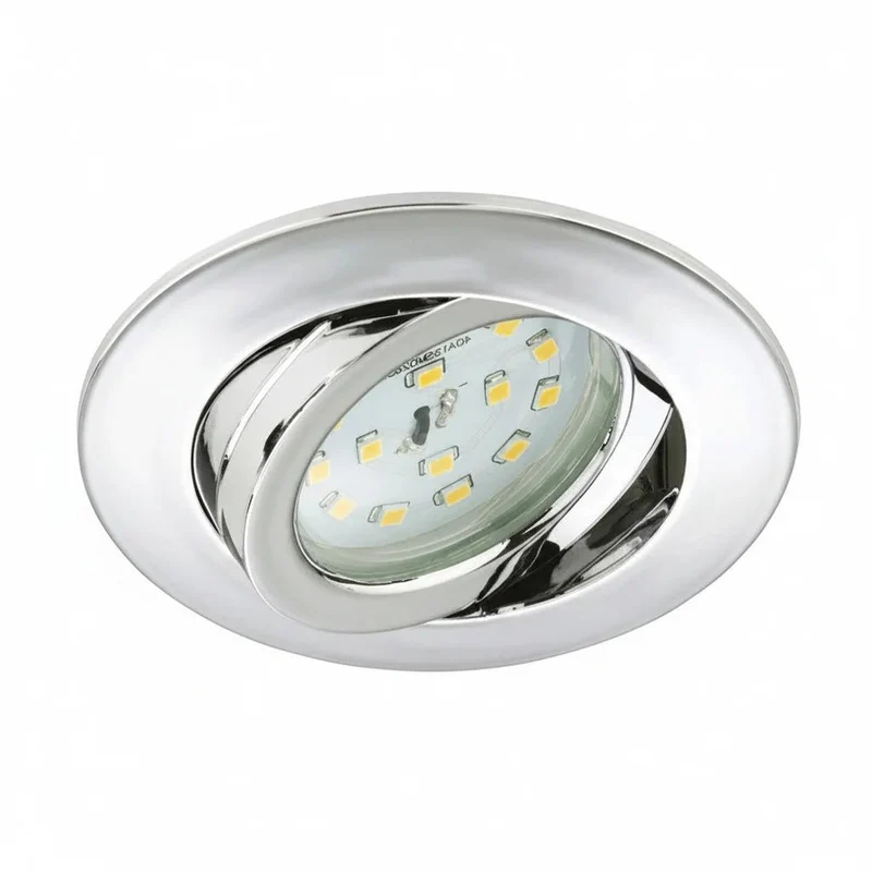 LED Einbaustrahler 68 mm – ultraflach 30 mm, schwenkbar, 5 W, Chrom, 230 V