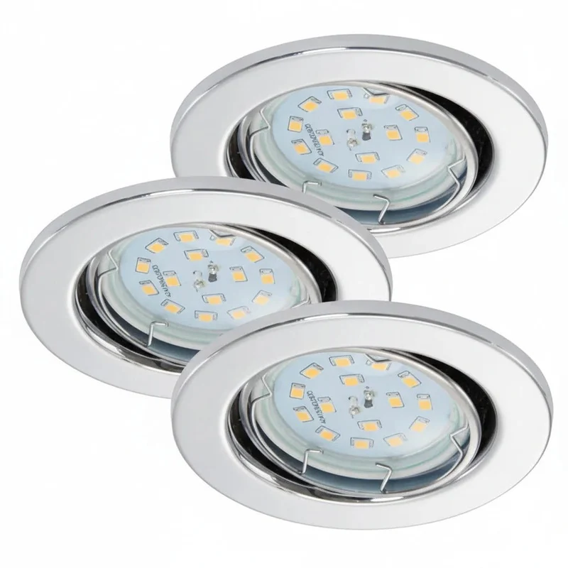 3er Set LED Einbaustrahler Chrom – schwenkbar, GU10, inkl. 5 W LED (230 V)