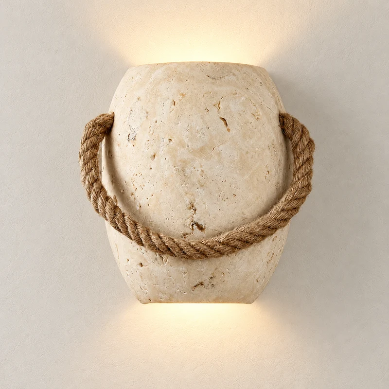 Travertine & Rope Wall Sconce | CLWPA66