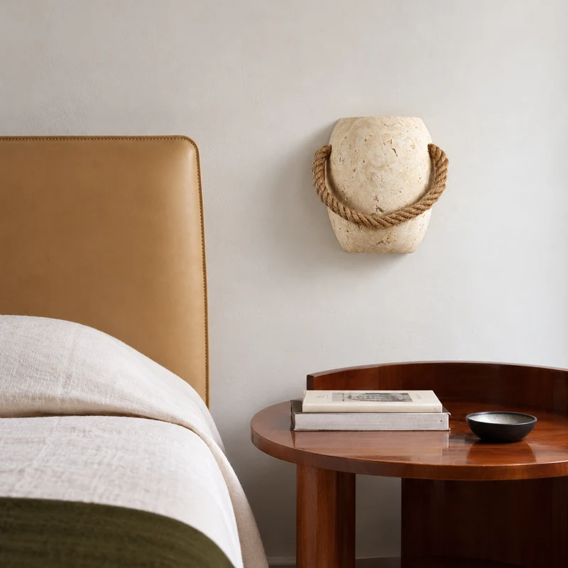 Travertine & Rope Wall Sconce | CLWPA66