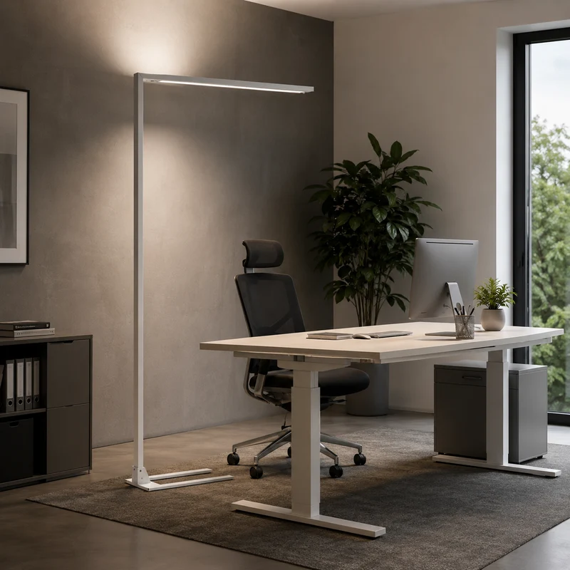 LED-Büro-Stehleuchte Jolinda Weiß – Abverkauf