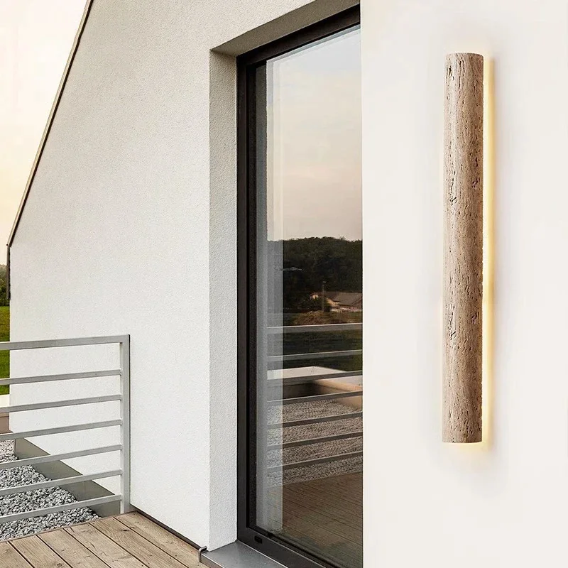 Natural Travertine Stone LED Wall Sconce | CL889901