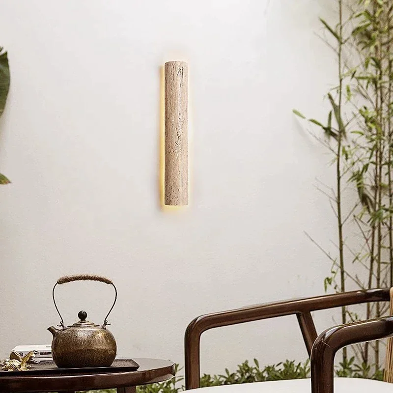 Natural Travertine Stone LED Wall Sconce | CL889901